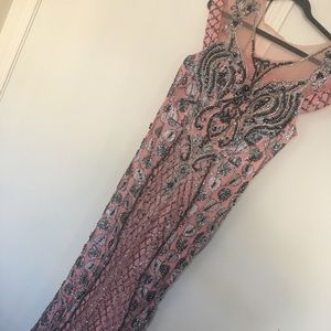 Pink and silver sparkly prom dress